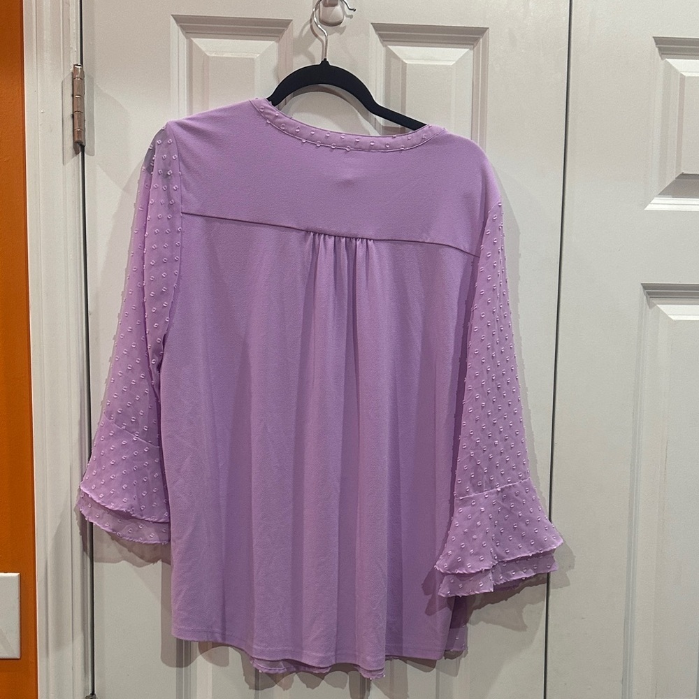 NWOT Lavender Ruffle Sleeve Women's Top size L - Picture 7 of 8
